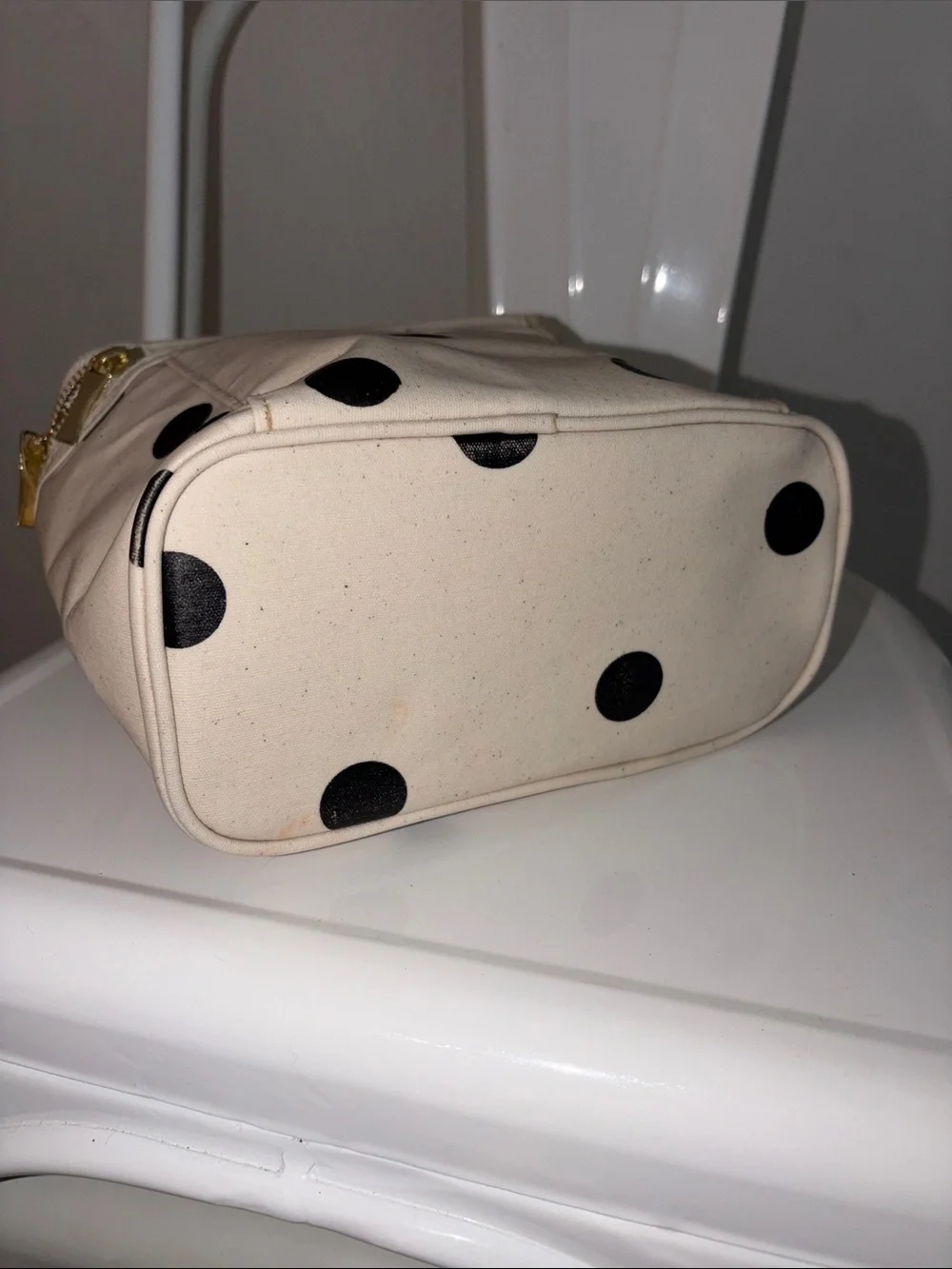 Kate spade deco dot lunch pail black and white pink inside super nice